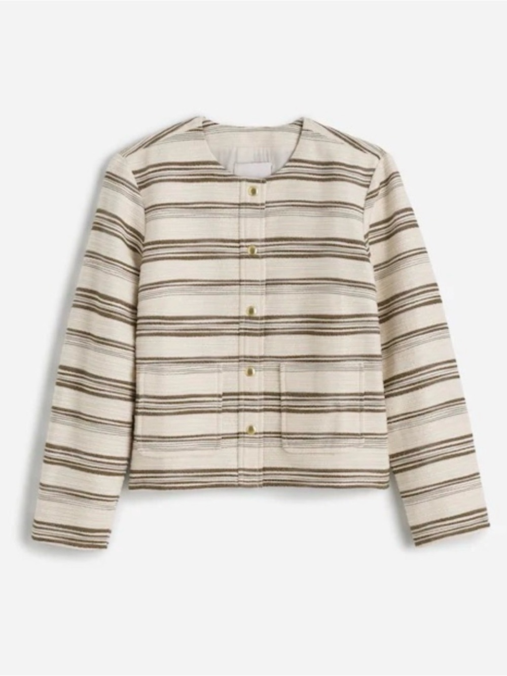 Madewell Striped Cream Button-Front Jacket